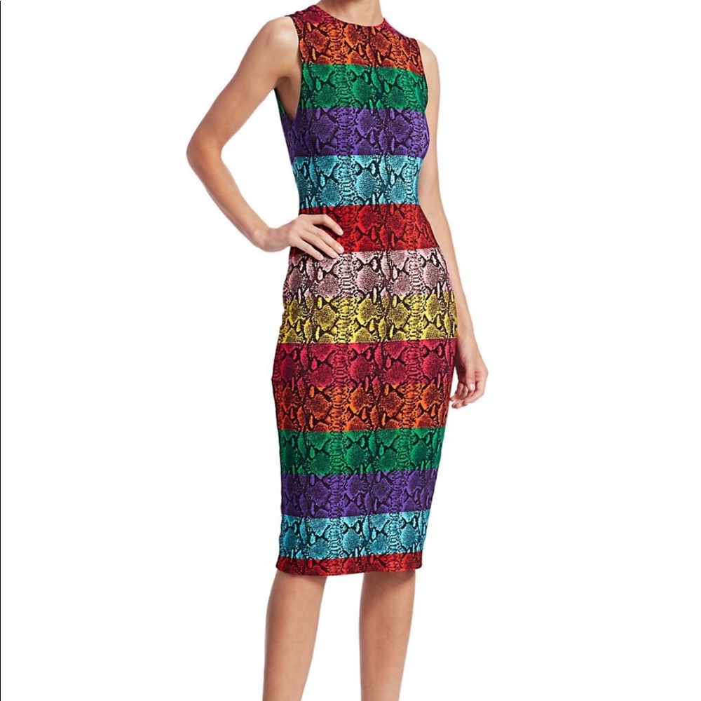 NWT Alice+Olivia Delora Snake Stripe Sheath Dress - Picture 3 of 7